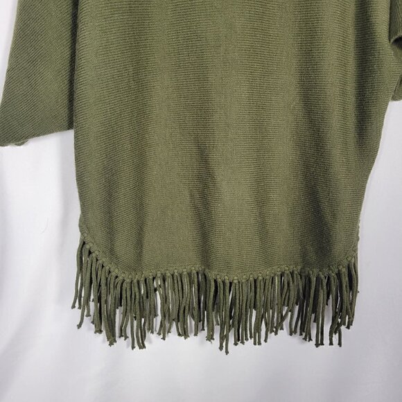 Kate & Mallory Elbow-Length Dolman Sleeve Green Fringed Hem Sweater Size XL - Picture 8 of 10
